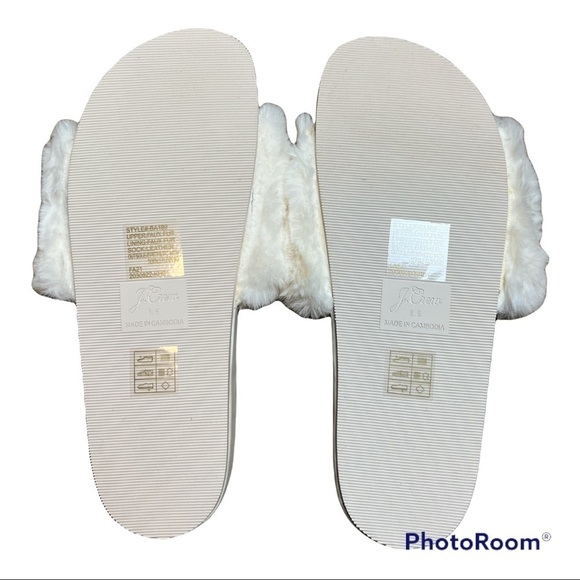 NWT J.Crew Pacific Fluffy Slide On Sandal White Size 8.5 - Picture 3 of 5